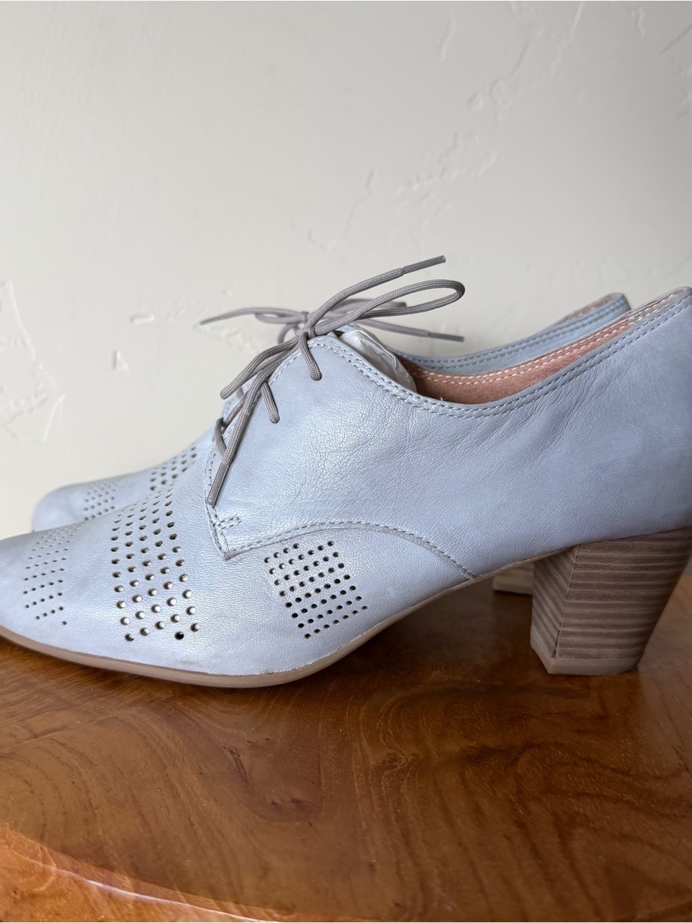Tamari’s Women’s Heels 41 Oxford Blue Gray Lace Up Leather